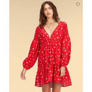 Billabong Wrangler Women Dress Falling For You Western Baby Doll Long Sleeve M